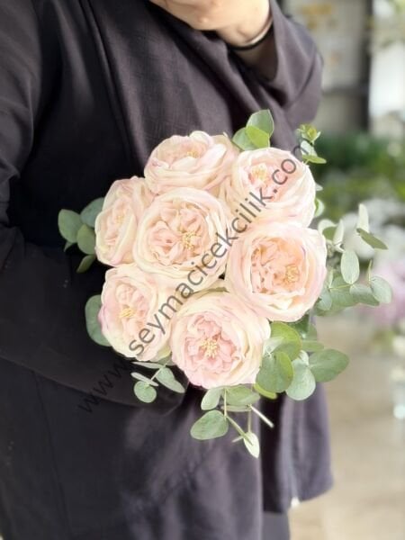 Yapay Islak Şakayık Gelin Buketi – Allıklı Pembe