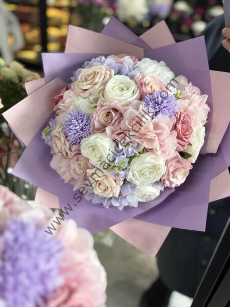 Karısık Yapay El Buketi - Lila